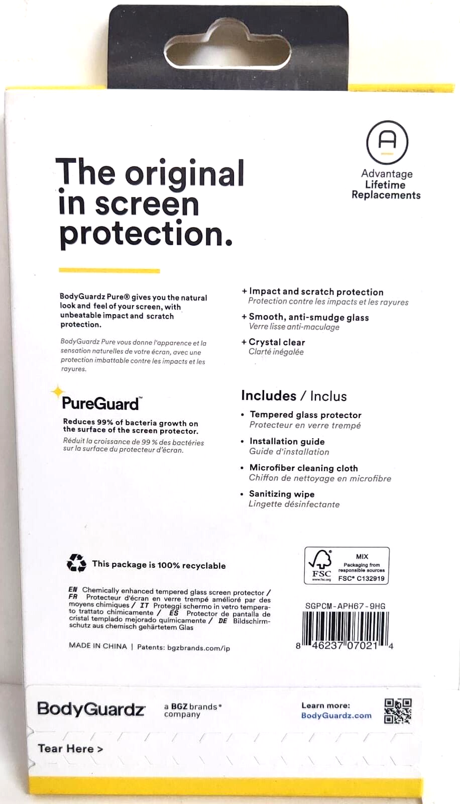 BodyGuardz - Pure Screen Protector for iPhone 13 Pro Max - $12.59