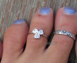 Clover Toe ring - sterling silver - stamped 925 - solid silver - vacatio... - $251.39 MXN