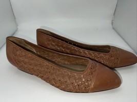 Evan Picone Wm Shoes Sz 5 1/2 Brown Laced Cut Out Weave Design - £8.78 GBP