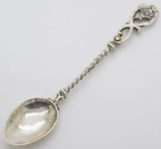 Vintage Italian Handmade Genuine Silver Flower Decoration Sugar Spoon - £20.91 GBP