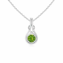 Authenticity Guarantee 
Round Peridot Solitaire Infinity Knot Pendant in 14K ... - £409.60 GBP