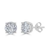 1/2Ct Diamond Cluster Round Stud Earrings in Sterling Silver by Fifth an... - $79.99