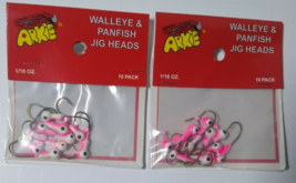 Lot of 2 ARKIE 10-PACK 1/16 OZ. WALLEYE &amp; PANFISH JIG HEADS, Pink - Pearl - £10.21 GBP