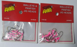 Lot Of 2 Arkie 10-PACK 1/16 Oz. Walleye &amp; Panfish Jig Heads, Pink - Pearl - £10.21 GBP