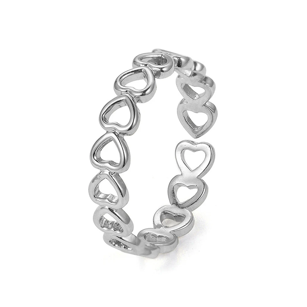 Silver Colour ed-out Heart Shape Open Ring Design Cute Fashion Love Jewe... - $32.02