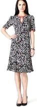 Kate Spade New York A-Line Midi 100% Silk Dress Size-14 Black/White Scri... - $49.48