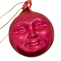 Department 56 Man In The Moon Frosted Mercury Glass  Ornament Pink Jewel Eyes - £68.81 GBP