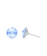 8mm Light Sapphire Crystal Stud Earrings – Round Swarovski, Pastel Blue ... - $19.00