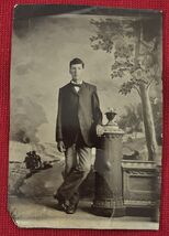 Antique Tintype Photo 1800s Young Tall Man In Suit PH50 - $9.89
