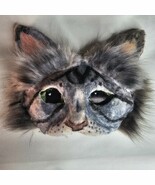  Grey Tabby Cat Therian Mask Big Green Eyes Extra Elastic Fluffy And Pin... - $70.00