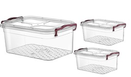 Pack of 3 Clear Plastic Storage Boxes Container With Lids Handles Stackable Bins - $20.60+