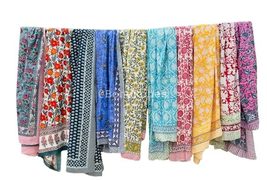 Beach Wrap Pareo Hand Block Printed Cotton Sarong, Long Scarf Large Sarong, Cove - $17.63+