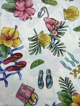 Vintage John Wolf Tropical Print Flip Flops Upholstery Fabric Richloom 55”x 36” - £14.87 GBP