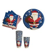 Christmas Paper Plates Napkins and Cups with Santa- Great for Parties (2... - £10.08 GBP