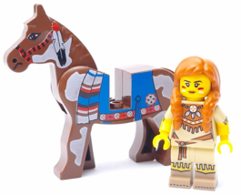 Lego Brown Horse Minifigure Western Indian Tribal Woman Native Figure - £16.40 GBP