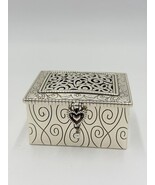 Brighton Lacie Daisy Silver Metal Jewelry Box with Pearl Dangle Enameled... - $40.50