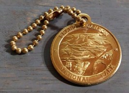 Grand Canyon National Park Arizona Vintage Lucky Gold Tone Coin Keychain - £10.94 GBP