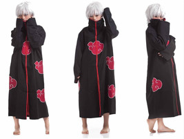 Japanese Anime Itachi Uchiha Akatsuki Cape Dust Cosplay Costume Black Cloak coat - £18.08 GBP
