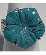 Jewelry Ring New  Stainless Steel JC Thailand Blue Acrylic Flower Rhines... - £11.94 GBP