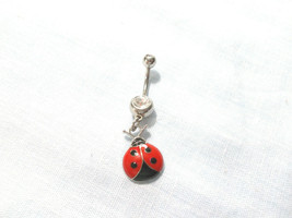 Good Luck Ladybug Lady Bug Enamel Outdoor Nature Charm 14g Clear Cz Belly Ring - £4.77 GBP