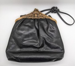 Vintage Etra Genuine Leather Black Purse bag - £14.27 GBP