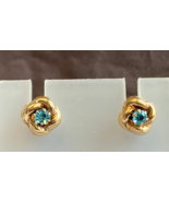 Vtg 10K Yellow Gold Sapphire Color Stones Earrings 1.56g Fine Jewelry - £102.67 GBP