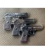 TRIPLE PISTOL GUN BELT BUCKLE UNISEX SILVER TONE ROCK REBEL NEW MILITARY... - $11.99