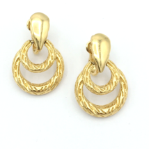 CROWN TRIFARI gold-tone door-knocker clip-on earrings - textured layered... - £21.86 GBP