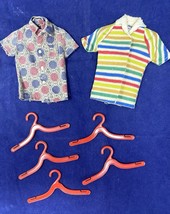 1960&#39;s Ken &amp; Allan Mattel Doll Shirts Clothing with 5 Red Hangers VTG Bundle - $29.69