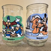 Vintage Welch&#39;s Glass Jelly Jars Lot of 2 Walt Disney Video Favorites #1 And #2 - £11.45 GBP