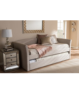 Matilda Beige Fabric Upholstered Daybed w/Guest Trundle Bed - $12,431.20 MXN
