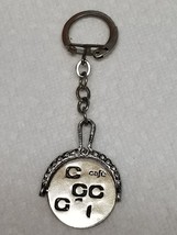 Café Ambigram Keychain with Vintage Style Ornate Border France 1960s Metal - £9.83 GBP