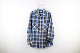 Vintage 70s Big Mac Mens XLT Thrashed Flannel Collared Button Shirt Plaid USA - $49.45