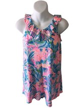 Lilly Pulitzer Girls Dress Large 8-10 Ruffle Neck Front Pockets - £22.07 GBP