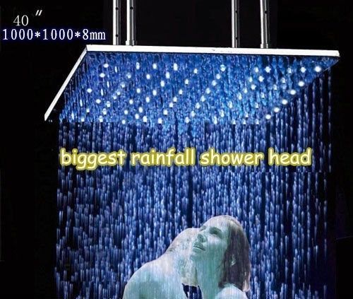 New 40" Brushed Stainless Steel Temperature Controlled LED Rainfall Shower Head - £1,126.44 GBP
