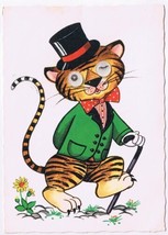 Postcard Kruger Germany Lenticular Winking Eyes Dancing Tiger Top Hat &amp; Cane - £4.50 GBP