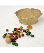 Handmade Miniature Dollhouse Doll House Basket Full of Real looking Fruits & Veg - $14.36