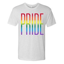 Rainbow Pride Tall Letters - LGBTQ Pop Art Triblend T Shirt - Small - Heather Wh - £23.24 GBP