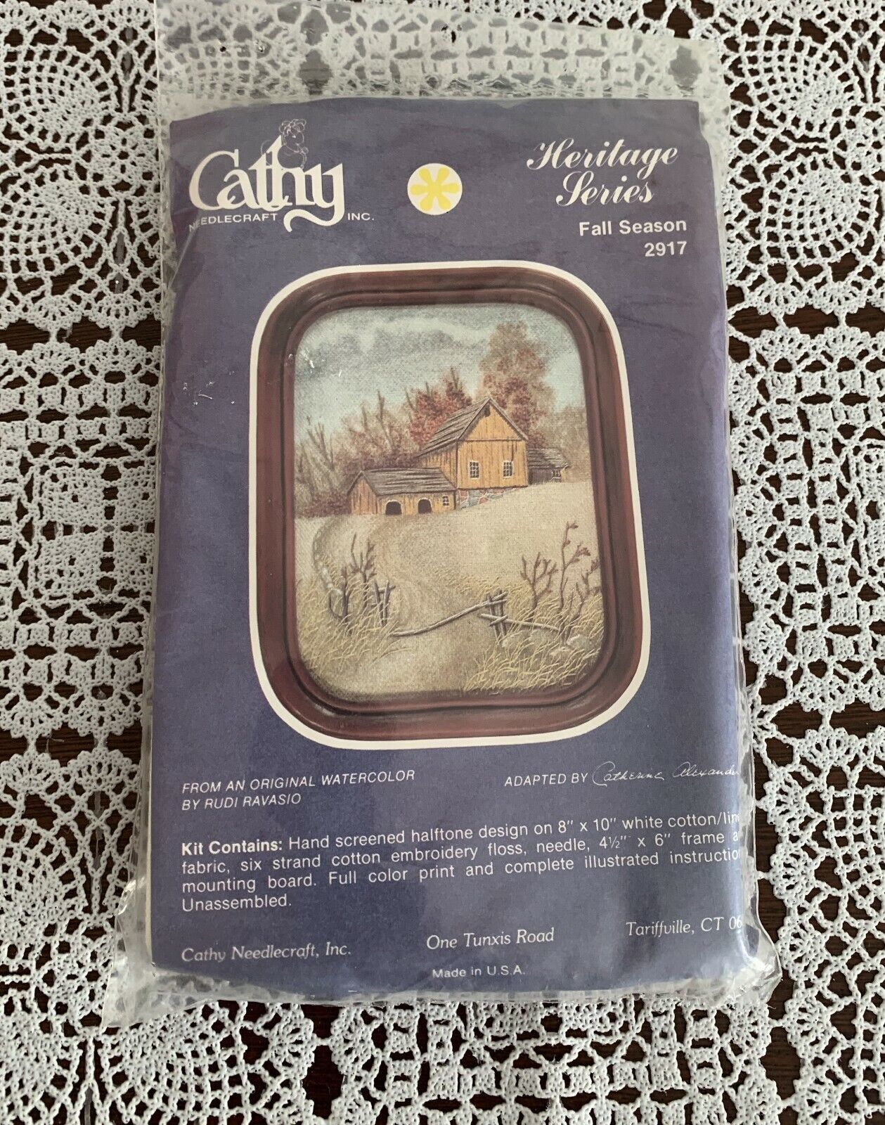 Cathy Needlecraft Kit 2917 Heritage Series  Fall Season With Frame Brand New - $12.49