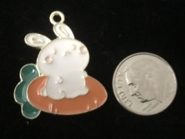 Easter Bunny and Carrot Enamel Bangle Pendant charm- Necklace Charm K24 - $15.15