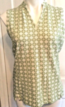 Large Shamrock Clover Knit Top Izod Sleeveless Green Print Heart St Pats - £13.20 GBP