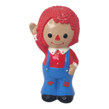 Vintage Ceramic Raggedy Andy Figure 7&quot; Tall Red &amp; Blue w/ Overalls - £11.46 GBP