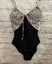 NOBO No Boundaries One Piece Leopard Pink Black Swimsuit Size Small 3/5 Juniors - £19.18 GBP