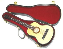 Miniature Natural Finish Acoustic Guitar w/Case - Gifts for Musicians - £12.74 GBP
