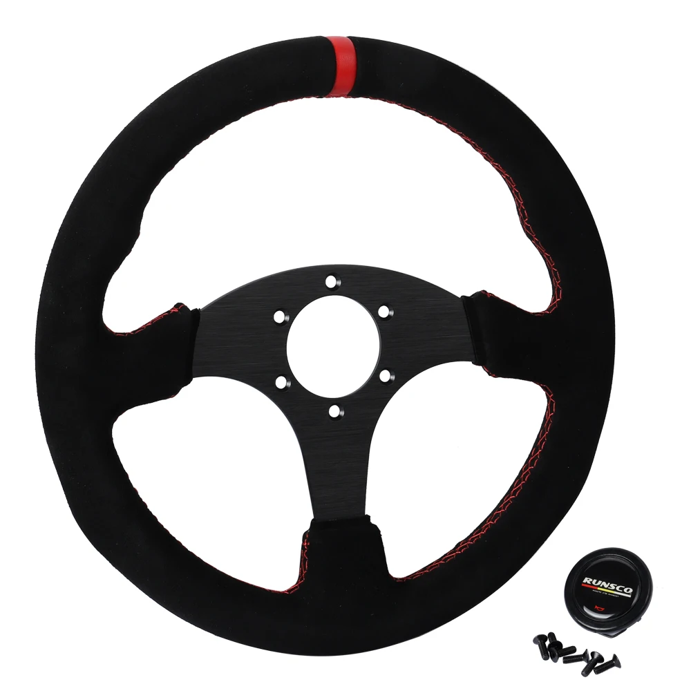 330mm Flat Steering Wheel  Aluminum Fe 13 Inch Drift Racing Pc Game Steering Whe - £183.04 GBP