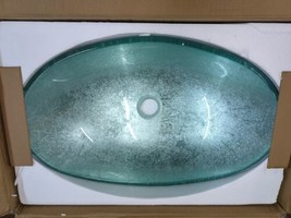 Bathroom Oval Tempered Glass Vessel Sink Bowl Faucet Pop Up Drain Basin Set Home - £62.37 GBP