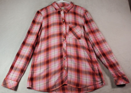 Gap Shirt Womens Size Medium Pink Plaid Flannel Long Sleeve Collared Button Down - £12.14 GBP