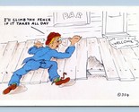 Comic Drunk Guy Thinks Porch is a Fence UNP Chrome Postcard Q12  - $2.92