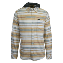 O&#39;Neill Men&#39;s Cream Flannel Shirt Redmond Hooded Horizontal Striped (S19) - $27.98