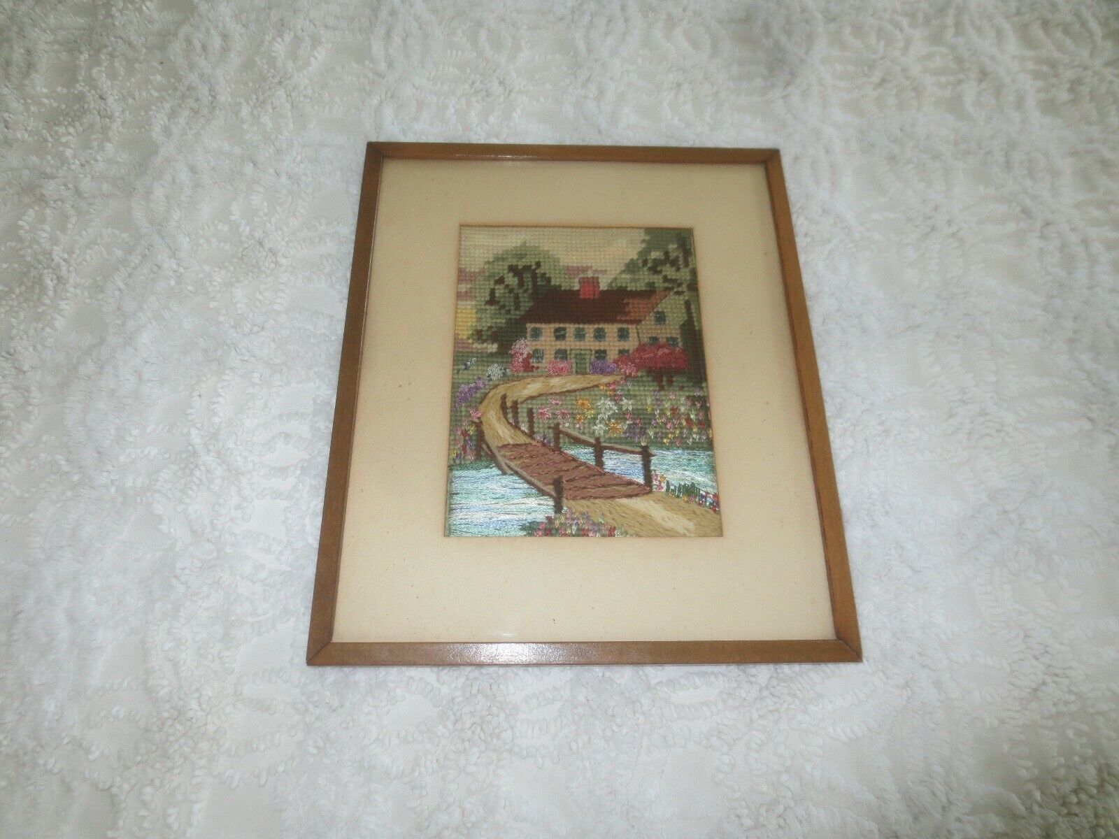 Signed/Dated 1938 DANIEL WEBSTER BIRTHPLACE Needlepoint WALL HANGING-9.5... - £18.60 GBP